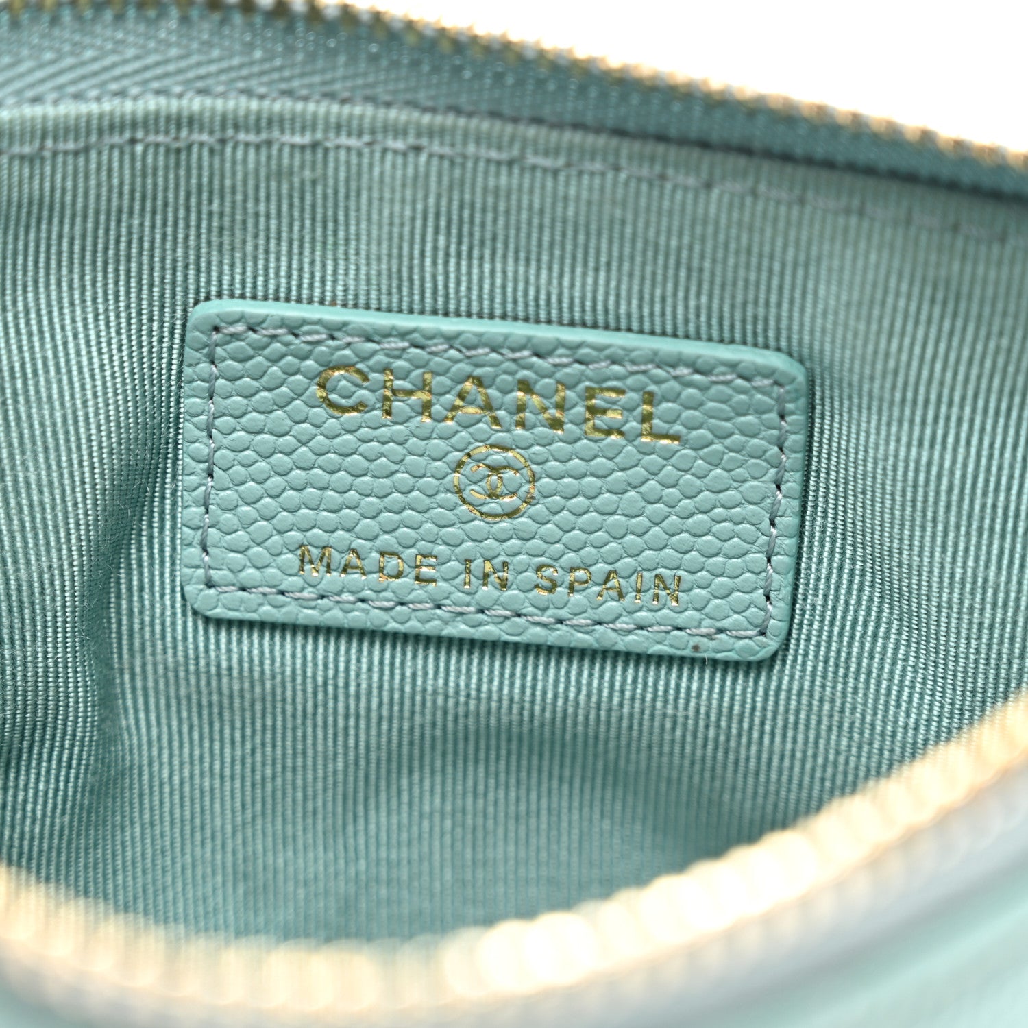 Chanel Caviar Quilted Small Cosmetic Case Light Blue 6 of 8