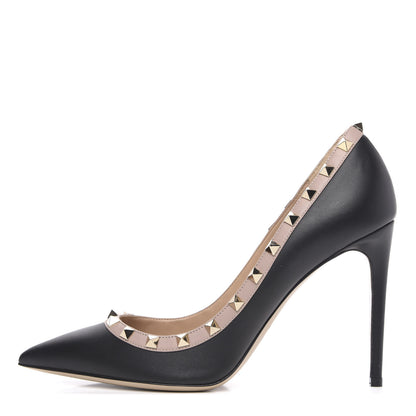 Valentino Garavani Nappa Rockstud 100mm Pumps 40.5 Black Poudre 1 of 8