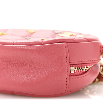 Chanel Lambskin Quilted Studded Round Clutch With Chain Dark Pink 10 of 11