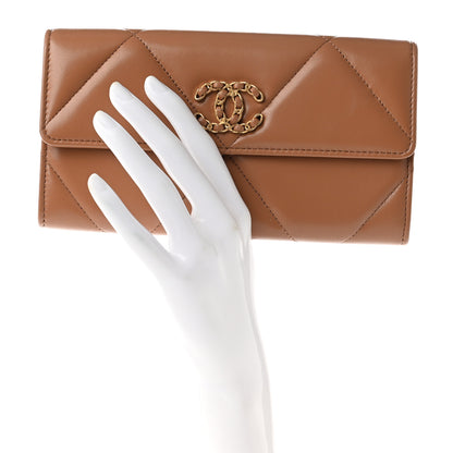 Chanel Lambskin Quilted Chanel 19 Flap Wallet Brown 2 of 8