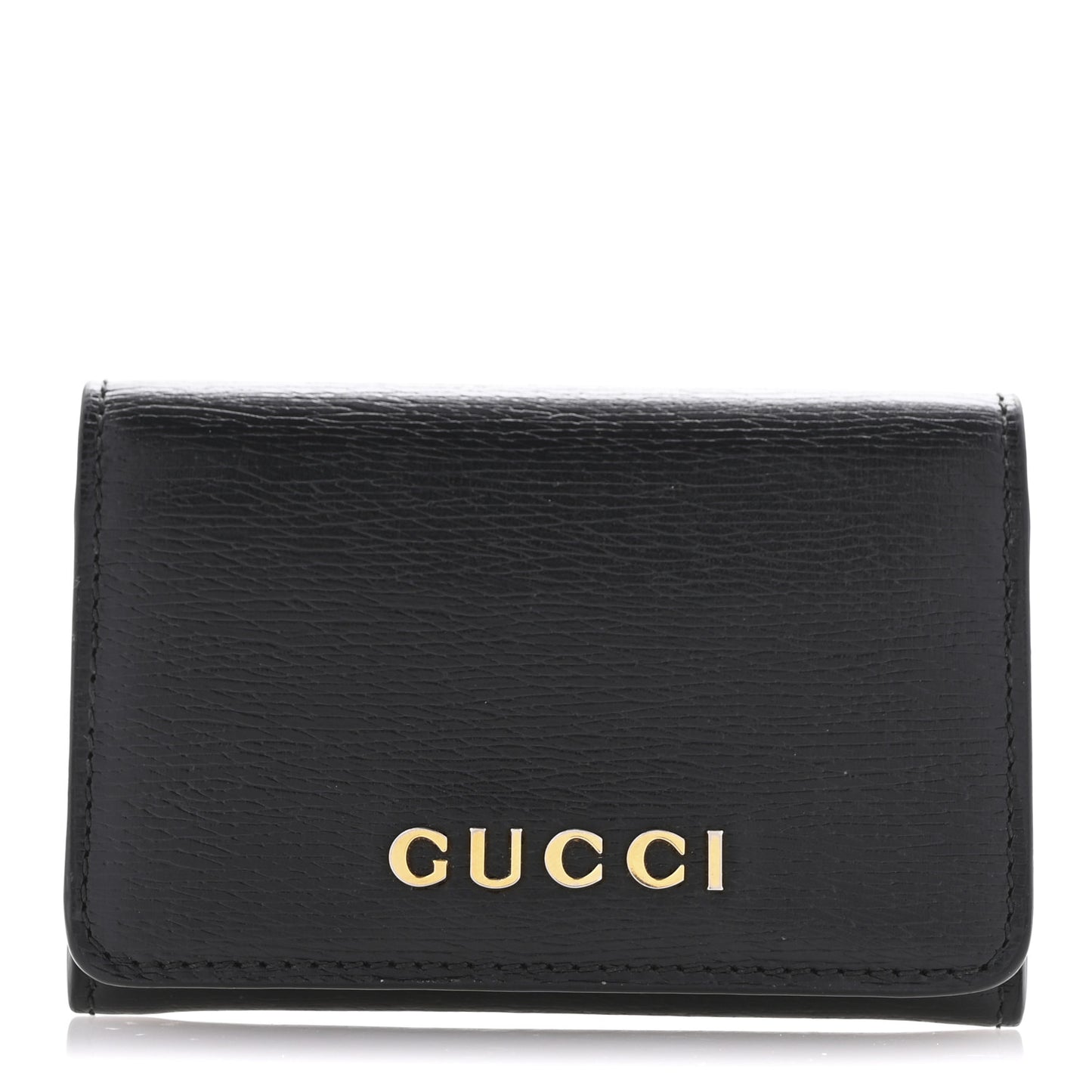Azalea Calfskin Script Card Case Black