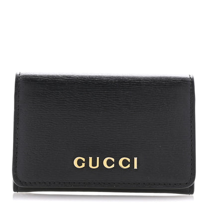 Gucci Azalea Calfskin Script Card Case Black 1 of 10