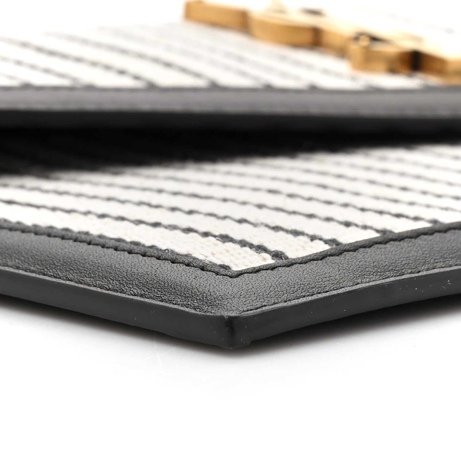 Saint Laurent Canvas Striped Uptown Pouch Beige Black 9 of 10