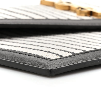 Saint Laurent Canvas Striped Uptown Pouch Beige Black 9 of 10