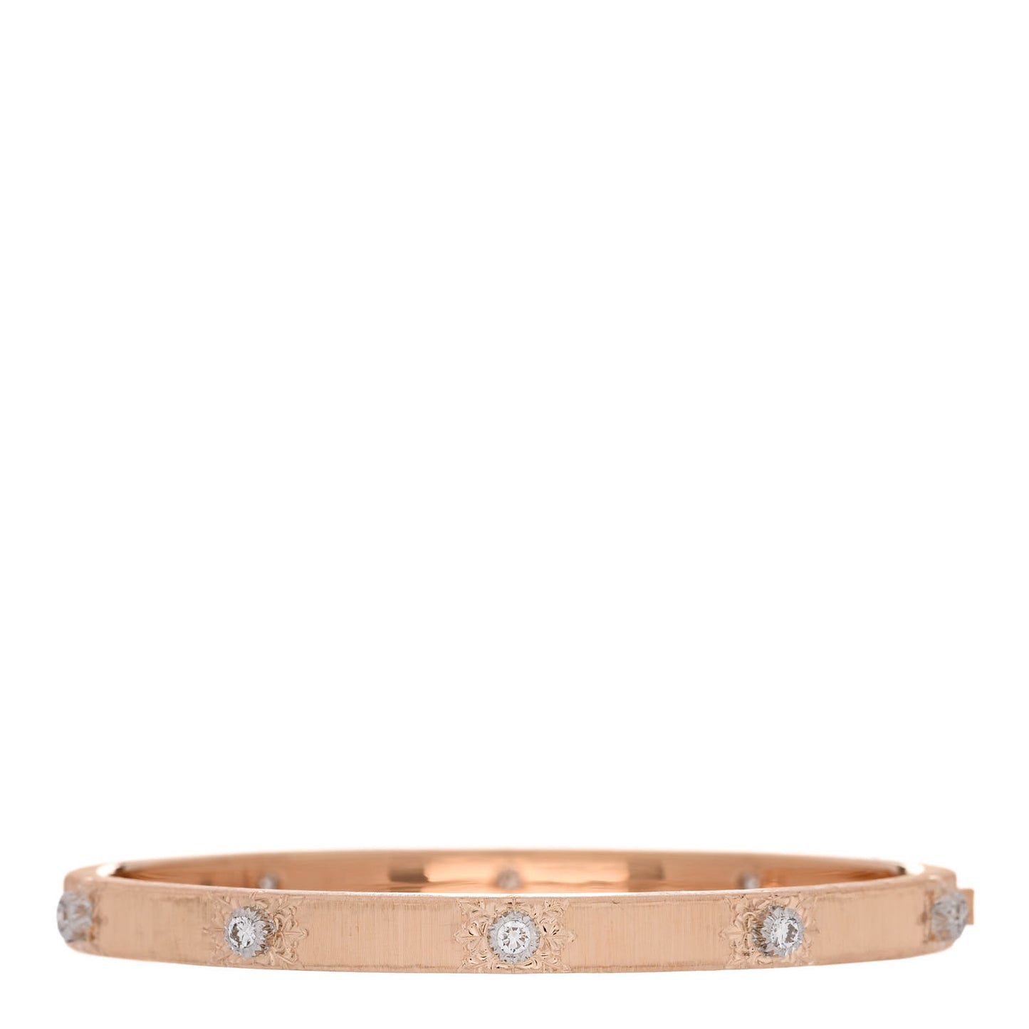18K Rose White Gold Diamond 5mm Macri Classica Bangle Bracelet