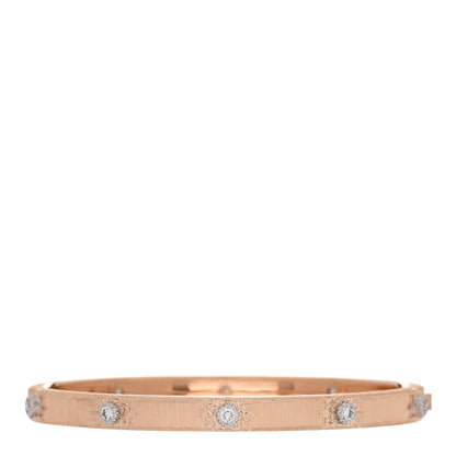 Buccellati 18K Rose White Gold Diamond 5mm Macri Classica Bangle Bracelet 1 of 4