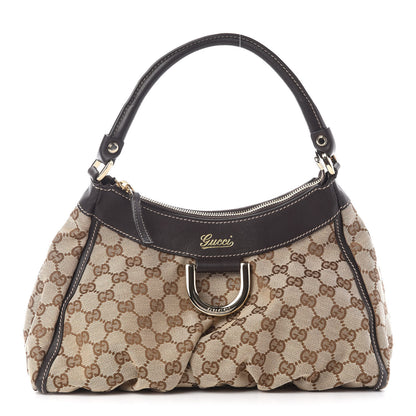 Gucci Monogram Medium D Gold Ring Hobo Dark Brown 1 of 8