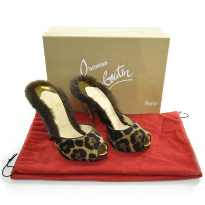 Christian Louboutin Pony Hair Leopard Swarovski Crystal Nutria 120 Pumps 35.5 4 of 9