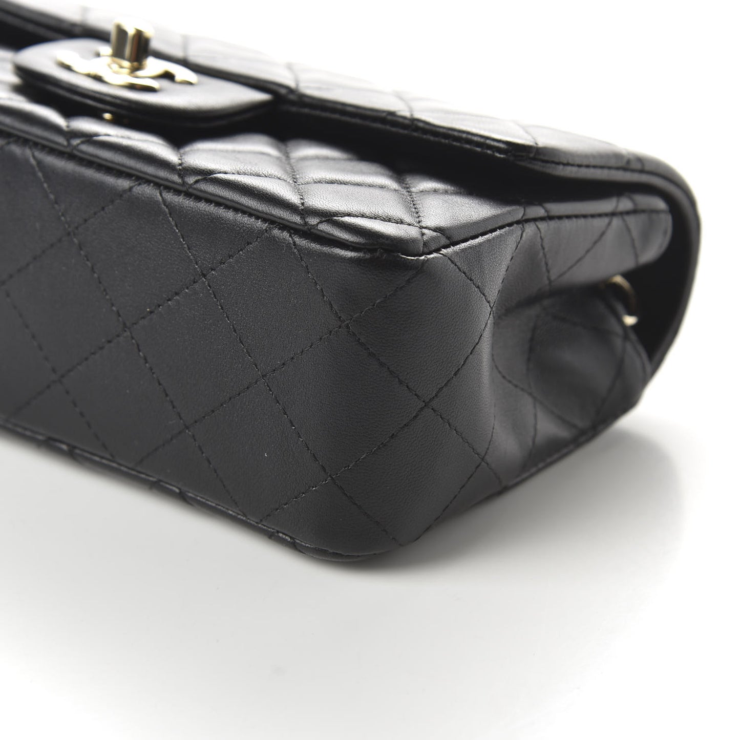 Lambskin Quilted Mini Rectangular Flap Black