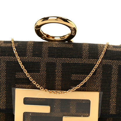 Fendi Fabric Jacquard FF 1974 Nano Maxi Buckle Baguette Charm Tobacco Moro Black 10 of 12