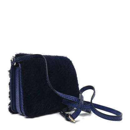 Dolce & Gabbana Mink Fur Snakeskin Crossbody Bag Navy 3 of 9