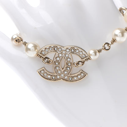 Chanel Pearl Crystal CC Bracelet Gold 4 of 6