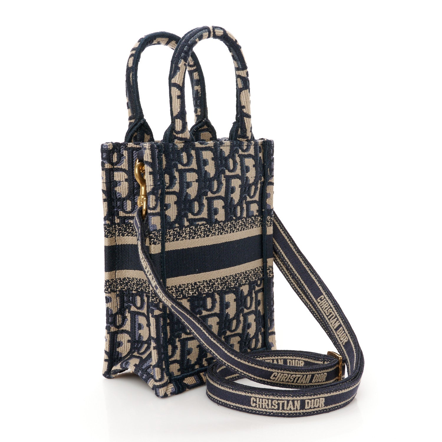 Christian Dior Oblique Mini Book Tote Phone Bag Blue 3 of 10