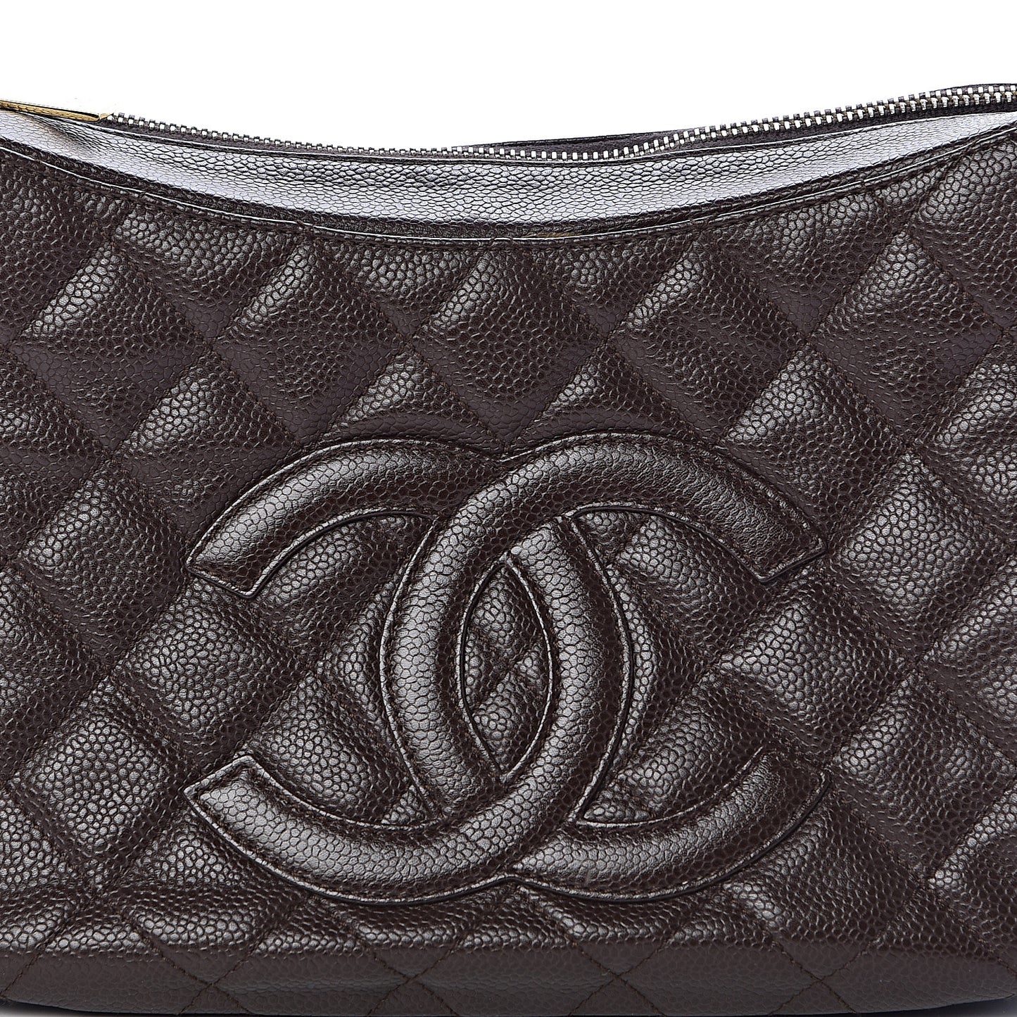 Caviar Quilted Timeless CC Shoulder Bag Brown