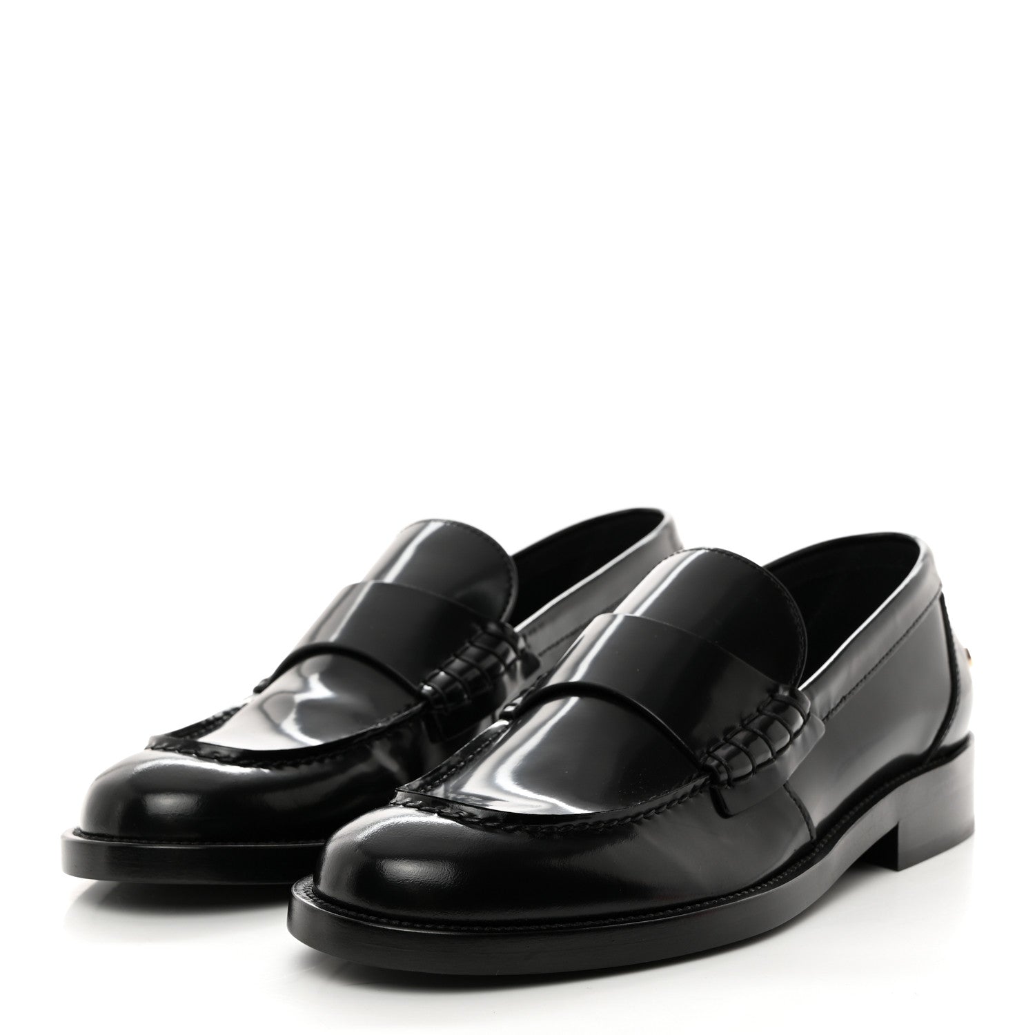 Chanel Shiny Calfskin Logo Loafers 38.5 Black 3 of 9