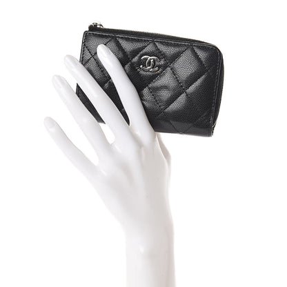 Chanel Iridescent Caviar Quilted Zipped Key Holder Case Black 2 of 7