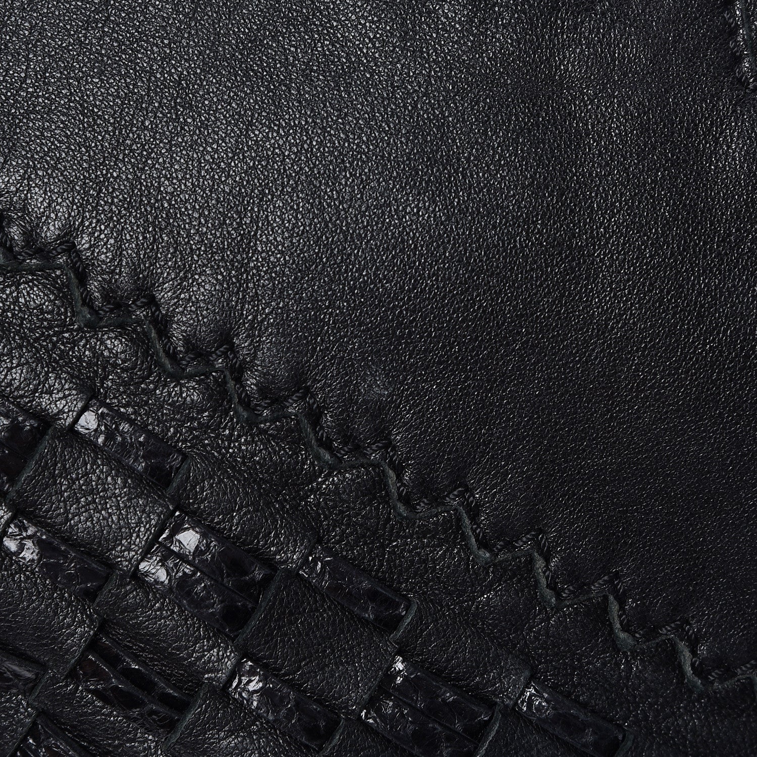 Jimmy Choo Lambskin Snakeskin Woven Flap Hobo Black 12 of 12
