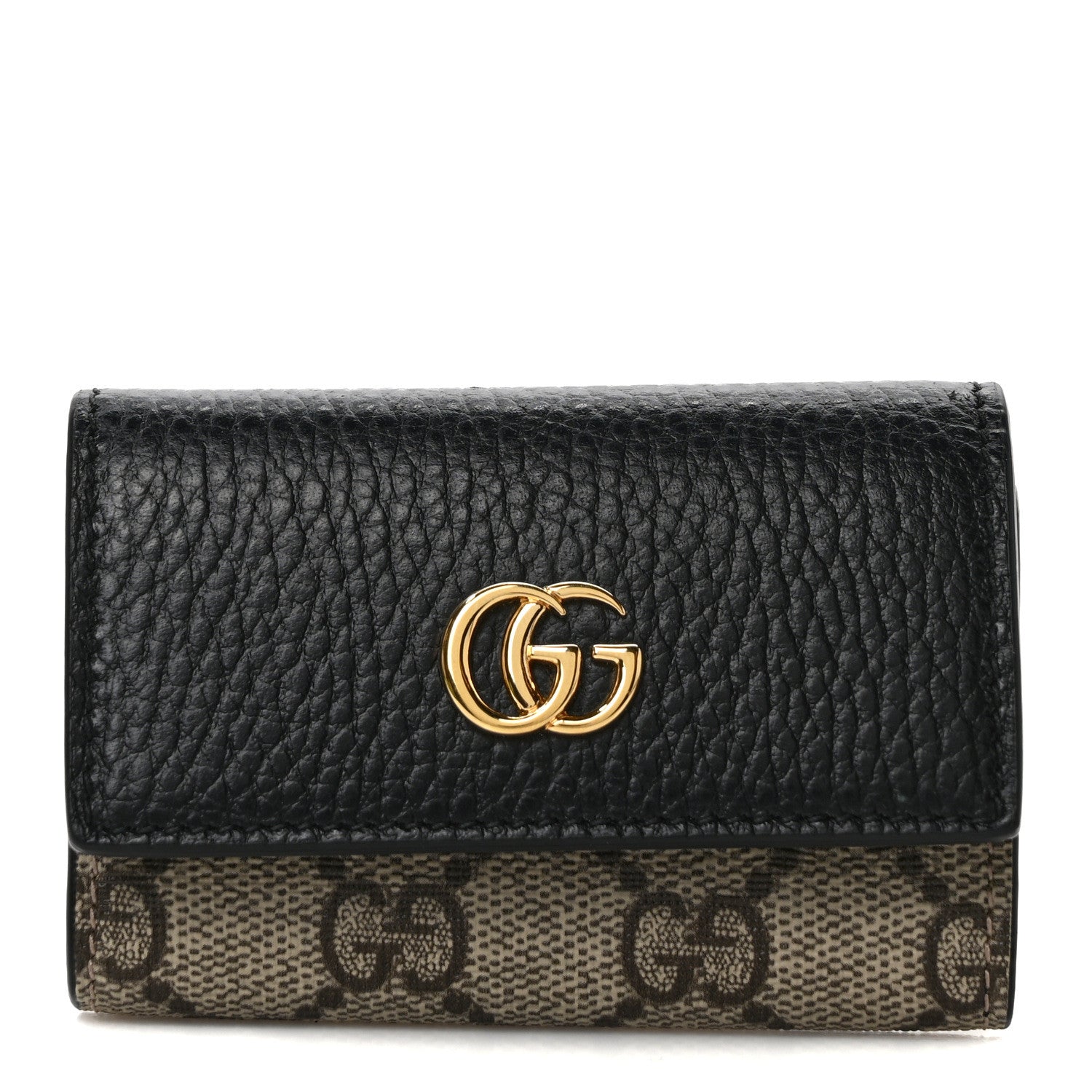 Gucci Dollar Calfskin GG Supreme Monogram GG Marmont 6 Key Holder Case Black Beige Ebony 1 of 7