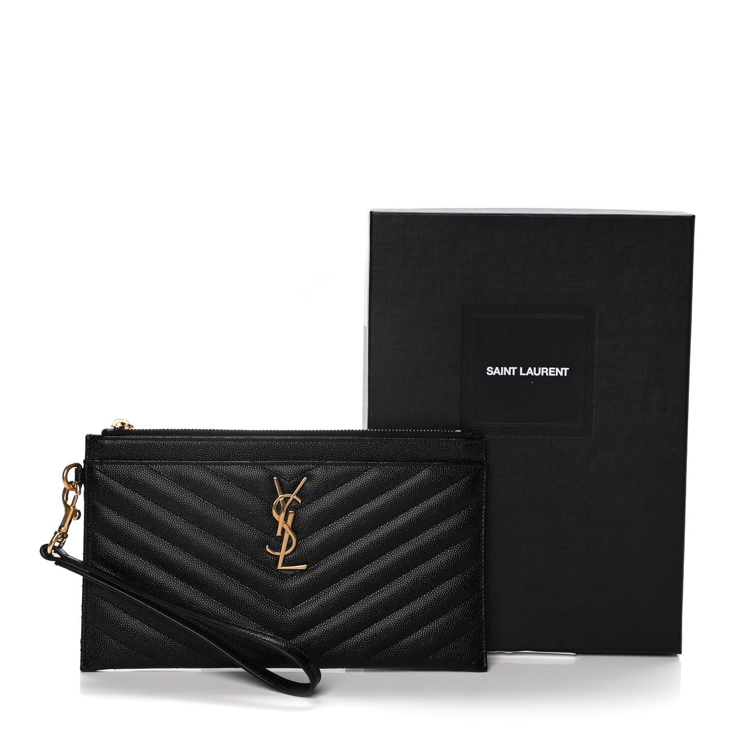 Grain De Poudre Chevron Monogram Large Bill Pouch Black