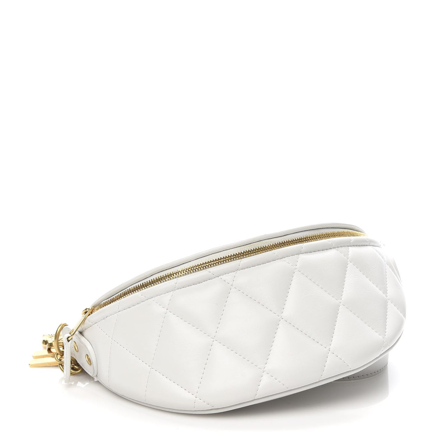 Calfskin Quilted Charms XXS Souvenir Belt Bag White