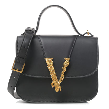 Versace Vitello Barocco Virtus Small Top Handle Shoulder Bag Black 1 of 8