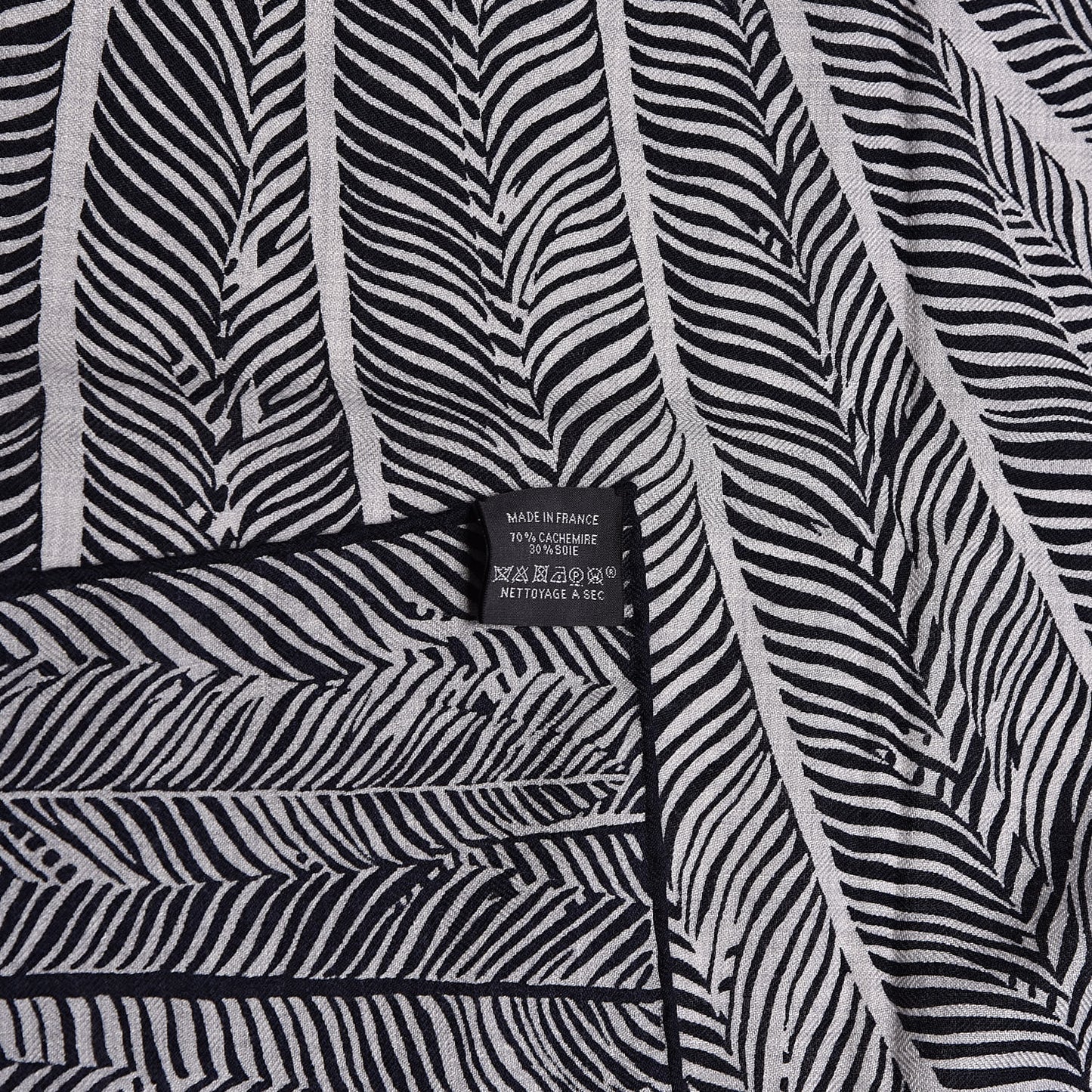 Cashmere Silk Jaguar Quetzal Shawl 140 Gris Chine Bleu Black Gris