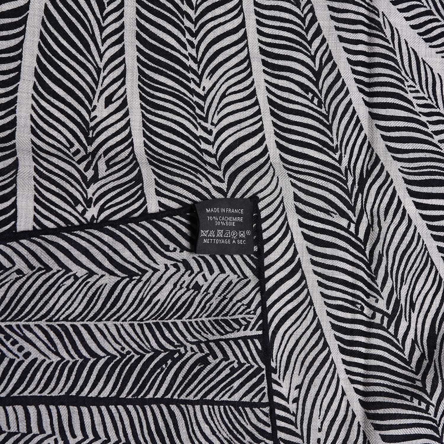 Hermes Cashmere Silk Jaguar Quetzal Shawl 140 Gris Chine Bleu Black Gris 6 of 6