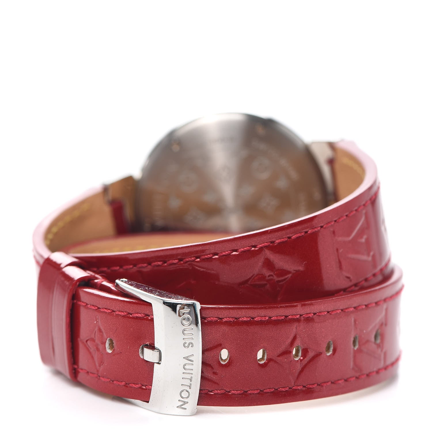 Louis Vuitton Stainless Steel Vernis Diamond 34mm Tambour Heart Quartz Watch Red 3 of 5