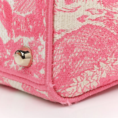 Christian Dior Canvas Toile De Jouy Embroidered Medium Lady D-Lite Peony Pink 12 of 13