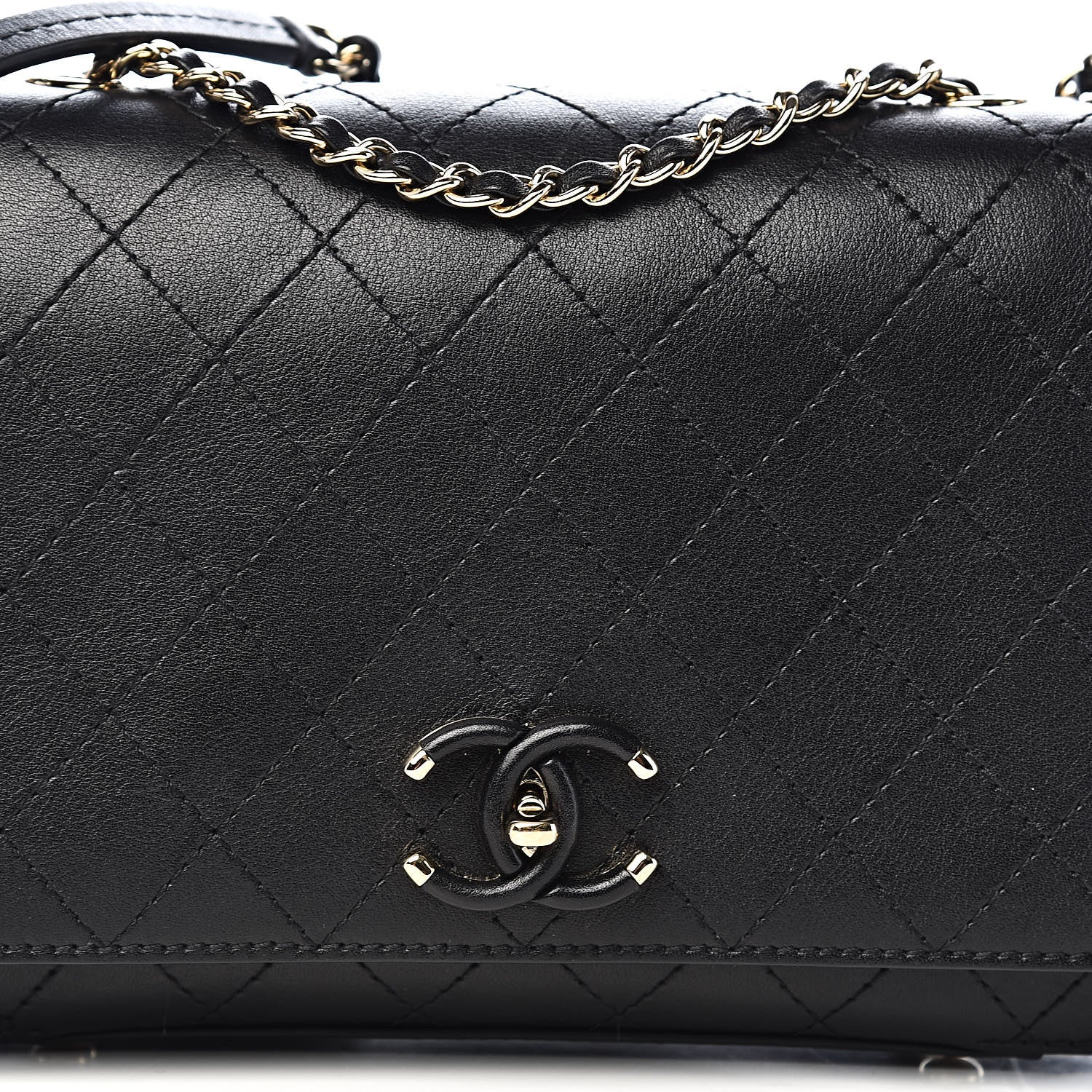 Chanel Calfskin Stitched Medium Covered CC Flap Bag Black 15 of 15