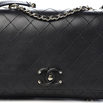 Chanel Calfskin Stitched Medium Covered CC Flap Bag Black 15 of 15