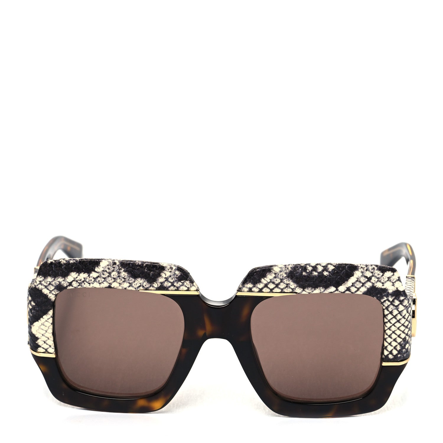 Gucci Snakeskin Acetate Square Sunglasses GG0484S Havana 2 of 7