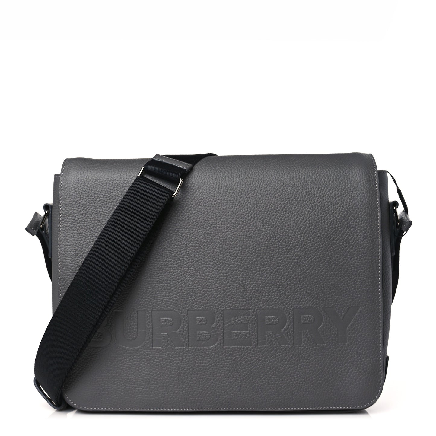 Calfskin Logo Messenger Charcoal Grey