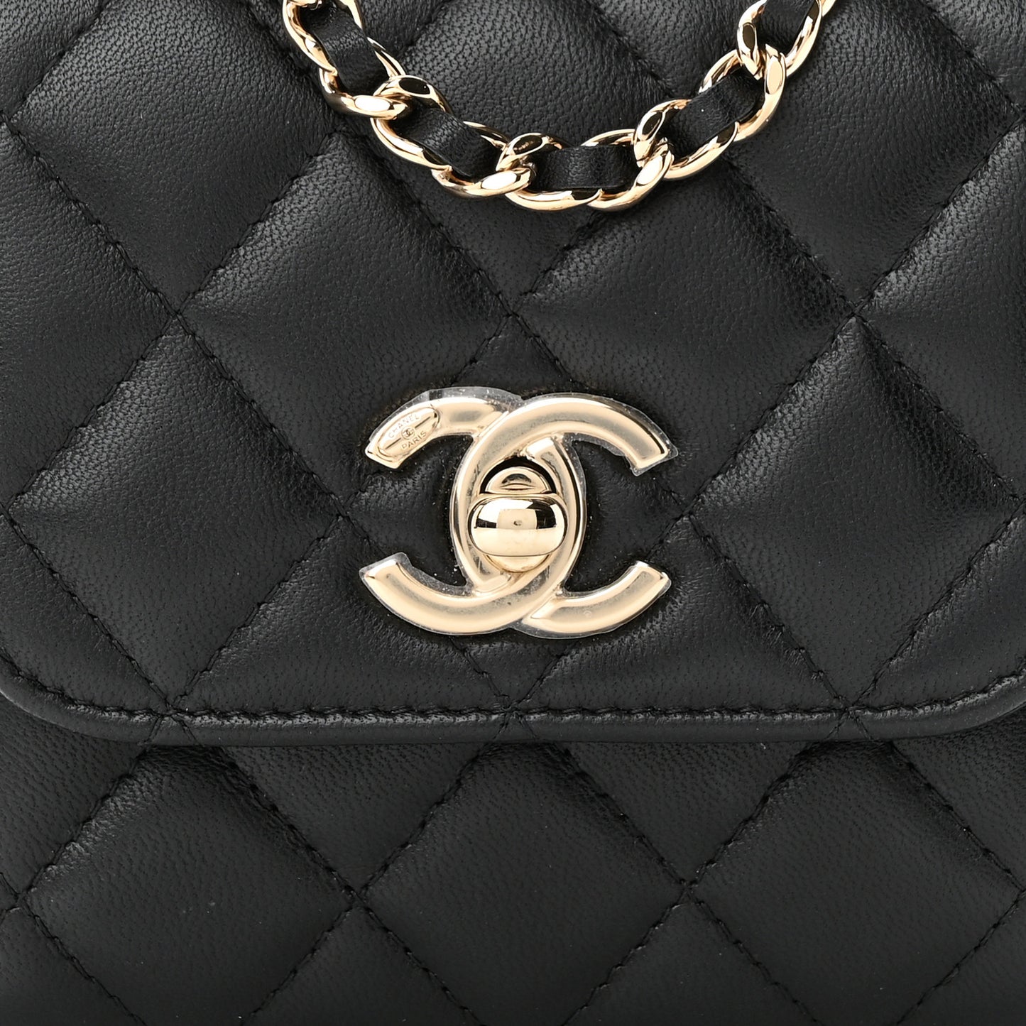 Lambskin Quilted Mini Trendy CC Chain Wallet Black
