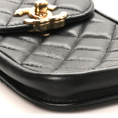 Chanel Lambskin Quilted Phone Chain Clutch Waist Bag Black 9 of 11