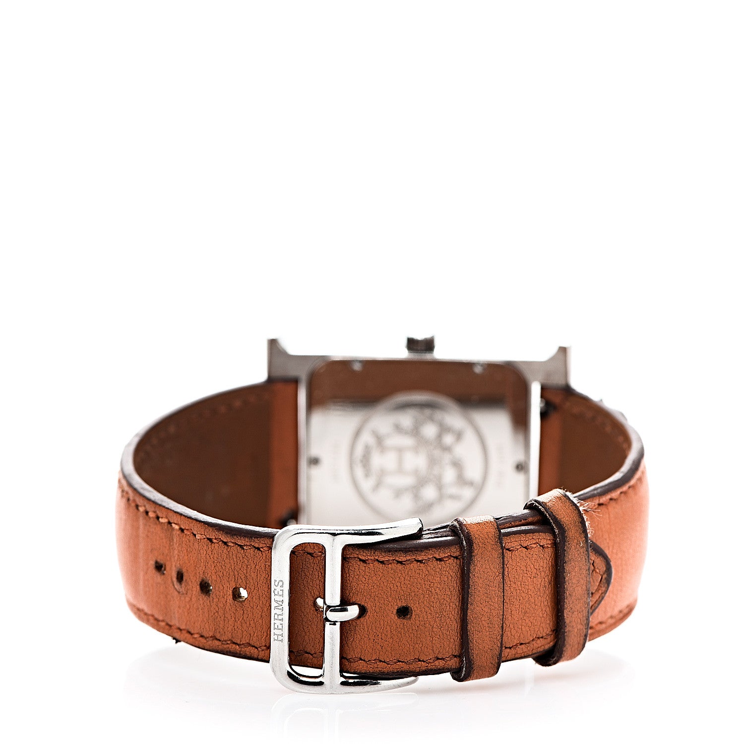 Hermes Stainless Steel Swift 30.5mm Heure H Hour Quartz Watch Orange 3 of 9