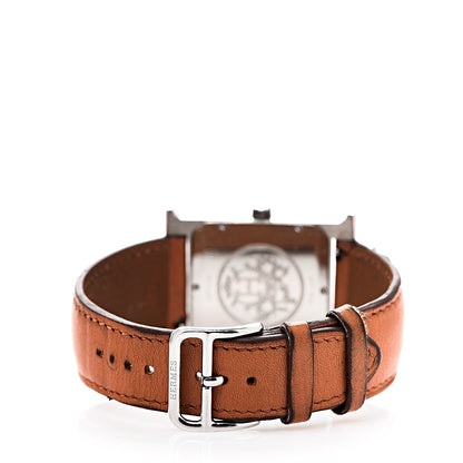 Hermes Stainless Steel Swift 30.5mm Heure H Hour Quartz Watch Orange 3 of 9