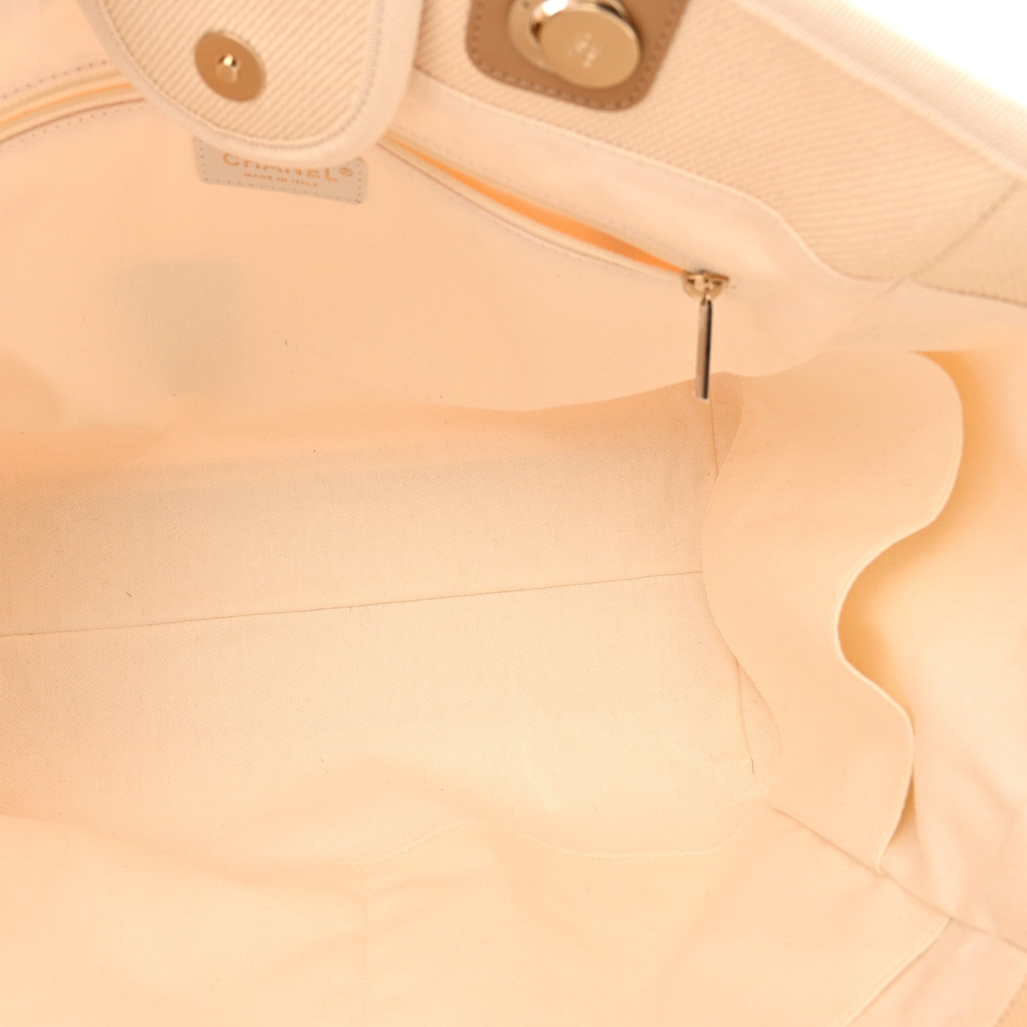 Chanel Canvas Pearl Medium Deauville Tote Ecru Beige 5 of 13