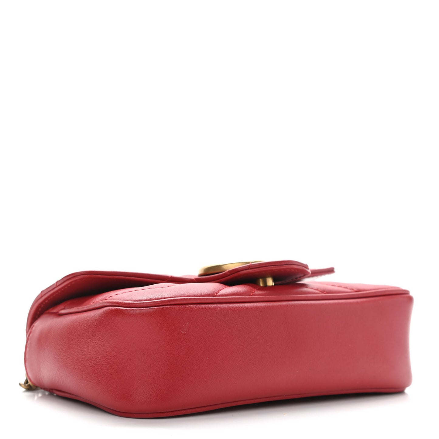 Calfskin Matelasse Super Mini GG Marmont Shoulder Bag Hibiscus Red