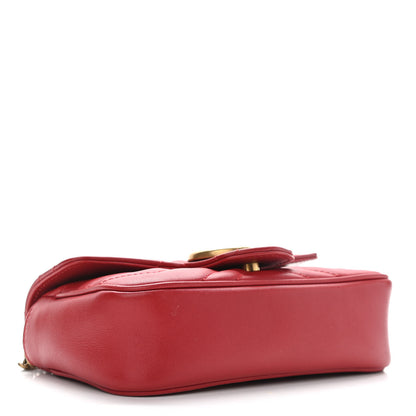 Gucci Calfskin Matelasse Super Mini GG Marmont Shoulder Bag Hibiscus Red 4 of 10