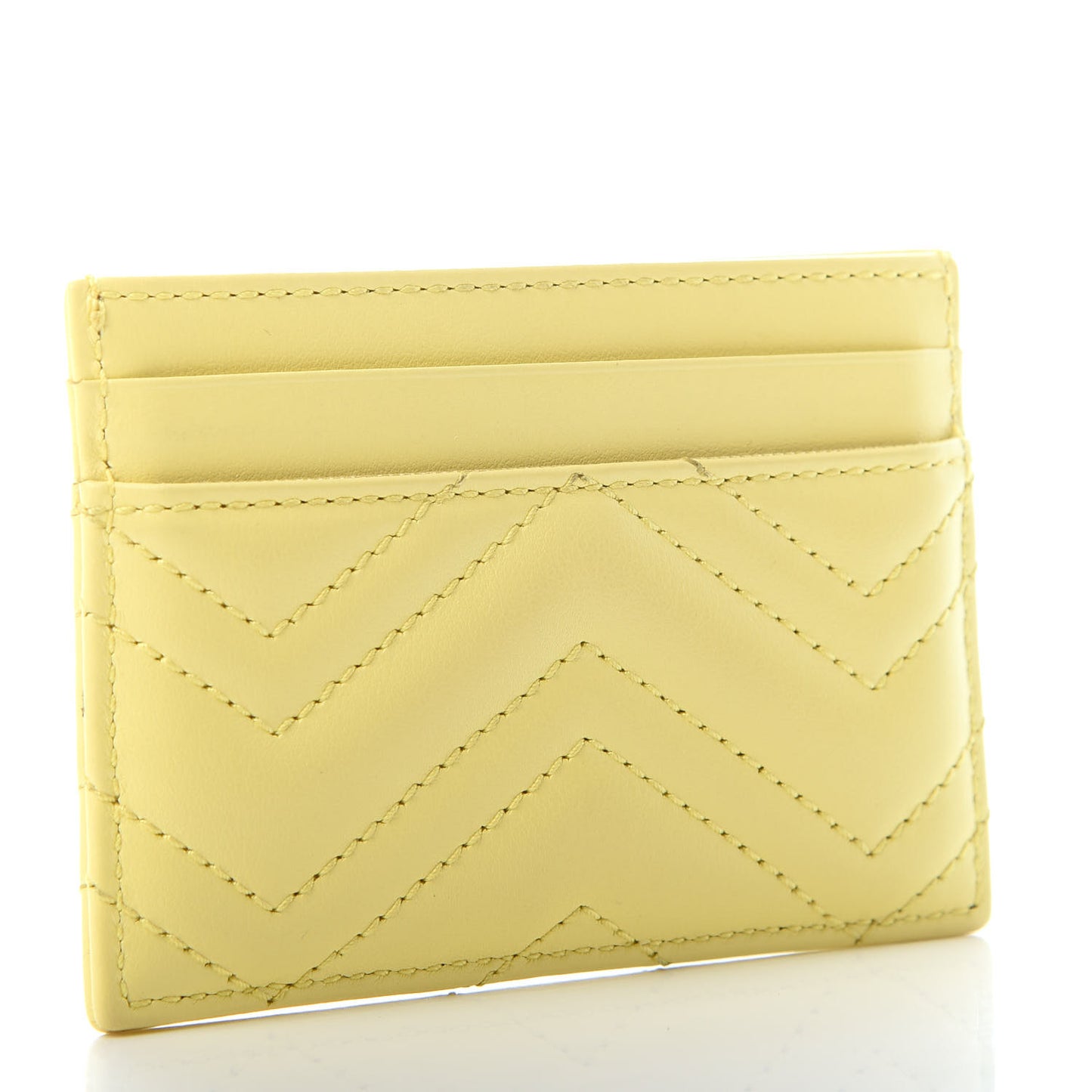 Calfskin Matelasse GG Marmont Card Holder Banana