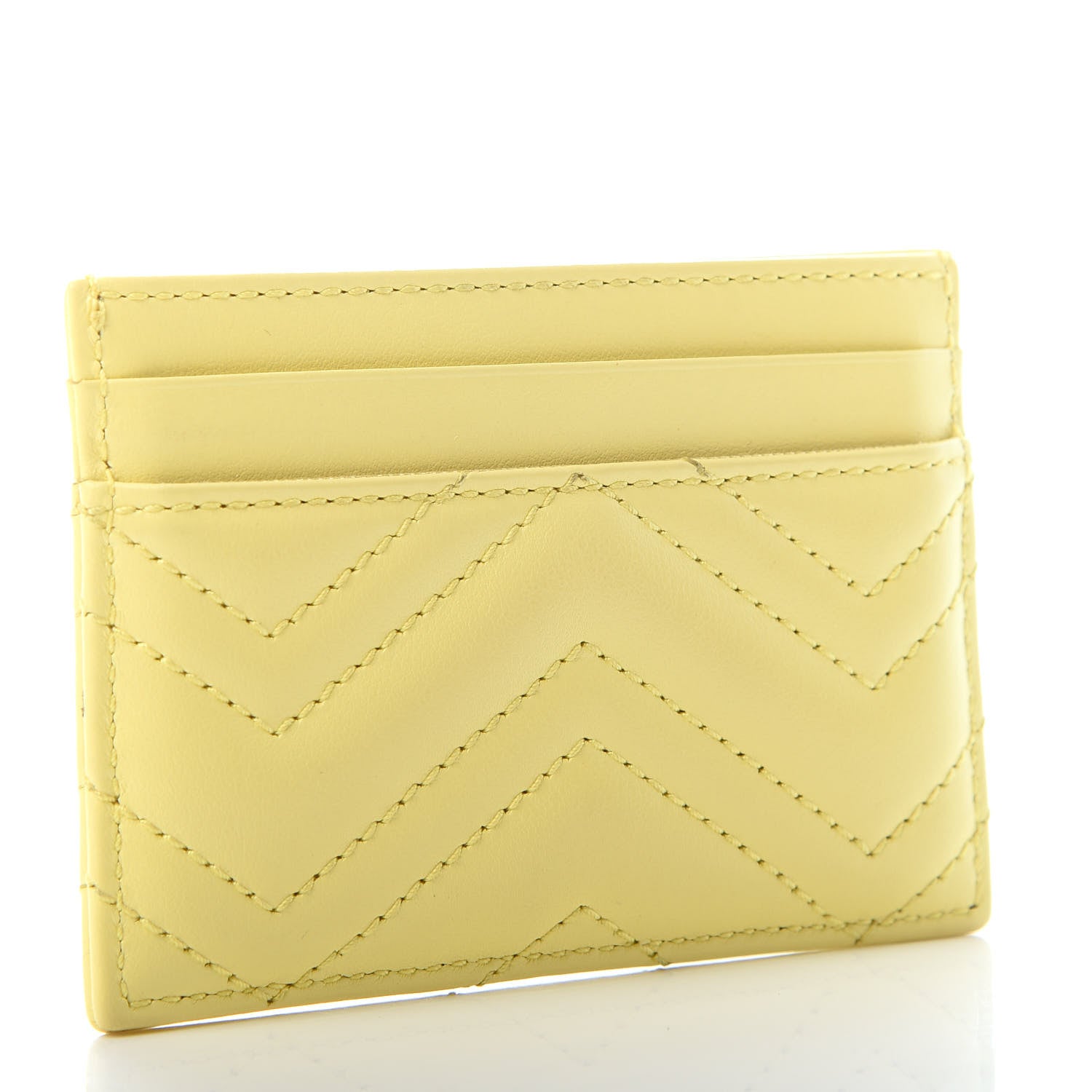 Gucci Calfskin Matelasse GG Marmont Card Holder Banana 3 of 5