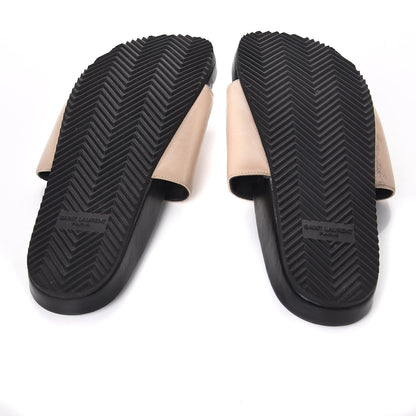 Saint Laurent Lambskin Joan 05 Slide Sandals 37.5 Powder Black 7 of 13