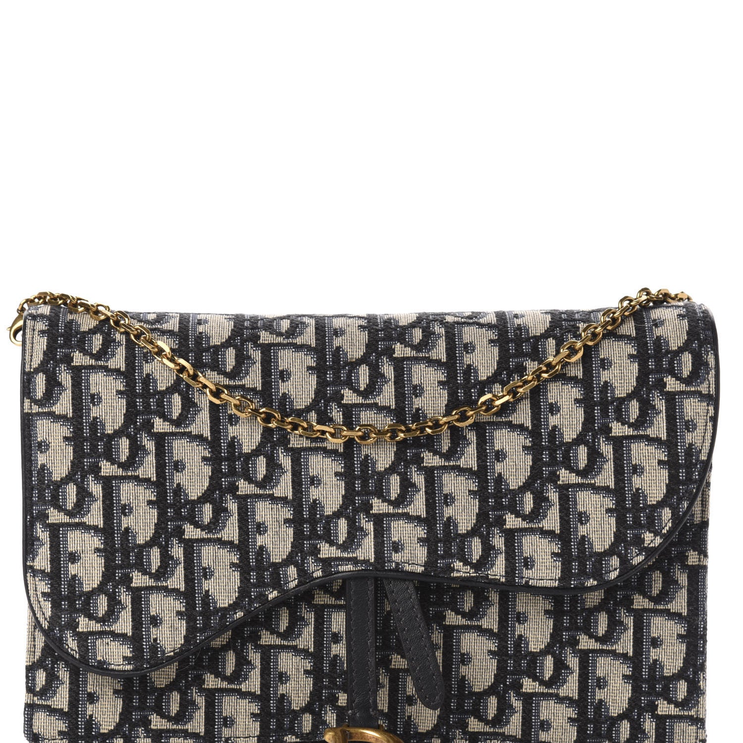 Christian Dior Oblique Saddle Chain Pouch Blue 7 of 10