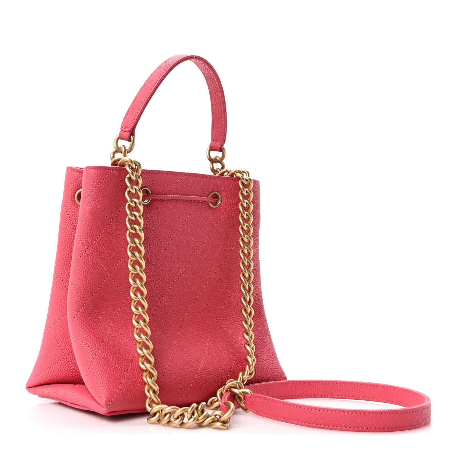 Chanel Caviar Quilted Fashion Therapy Bucket Drawstring Bag Dark Pink 3 of 10