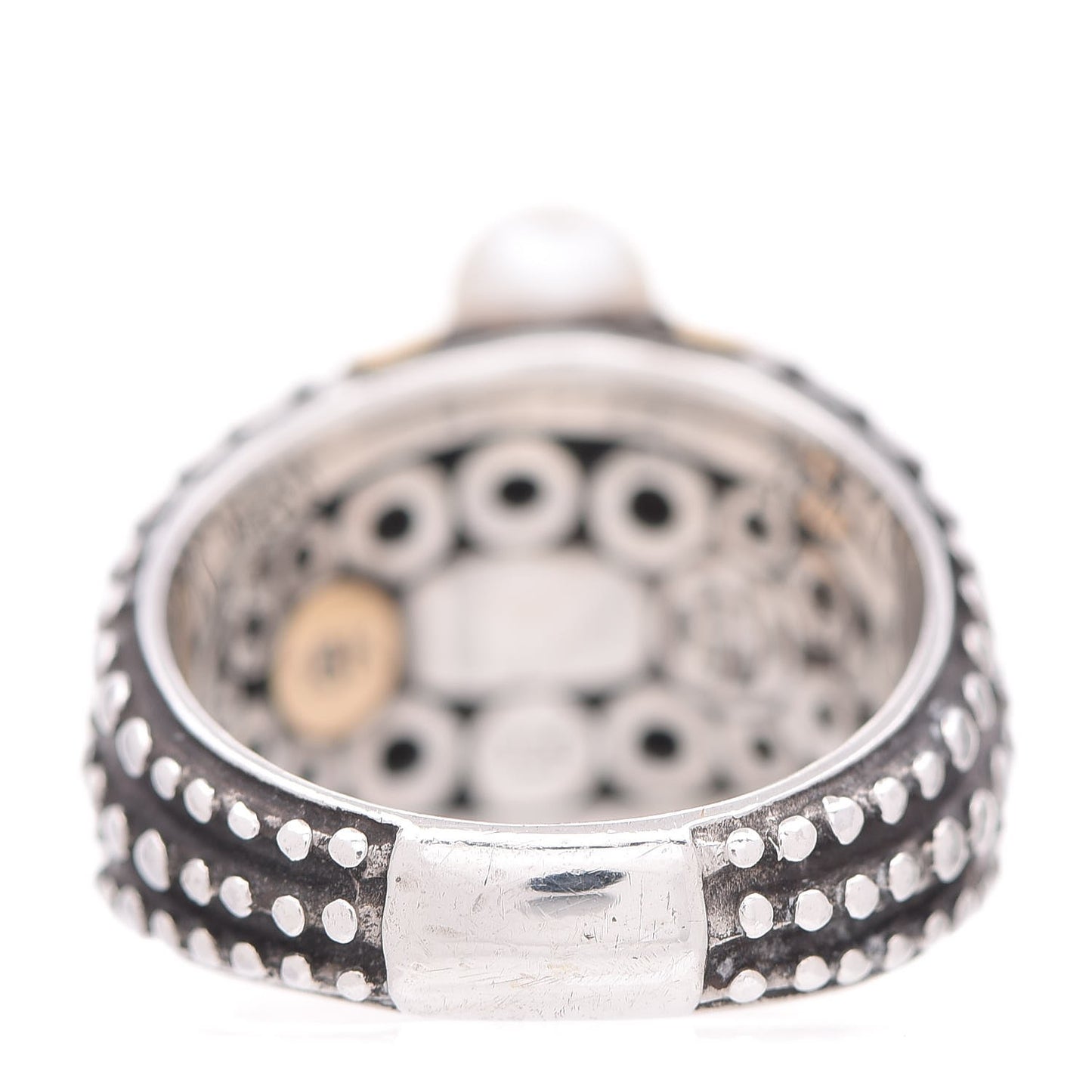 Sterling Silver 18K Yellow Gold Pearl Dot Ring 54.14 7