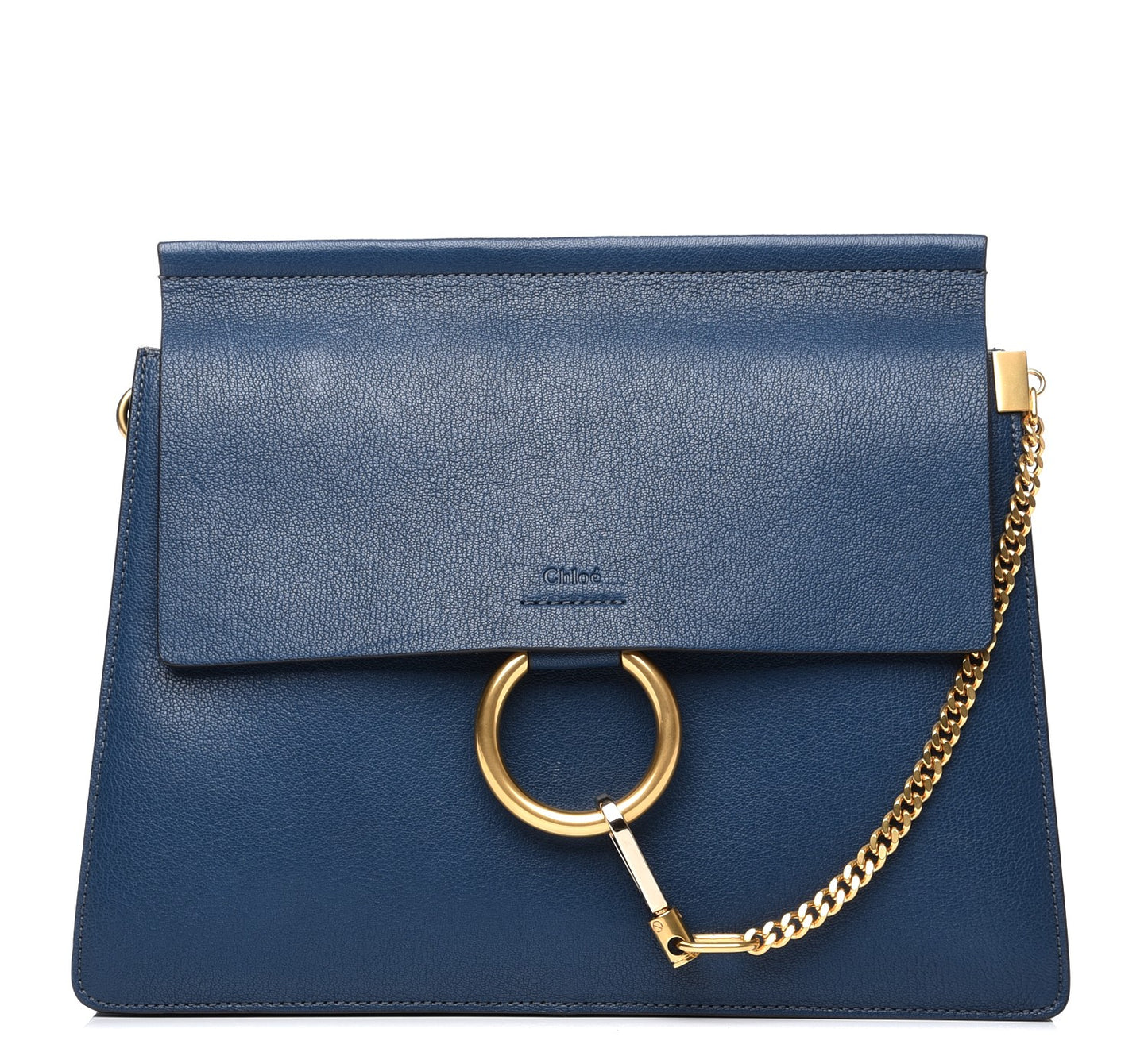 Calfskin Medium Faye Shoulder Bag Denim Blue