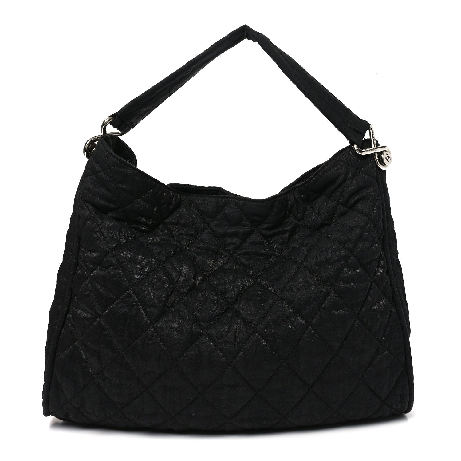 Chanel Crinkled Coated Canvas Le Marais Hobo Black 1 of 12