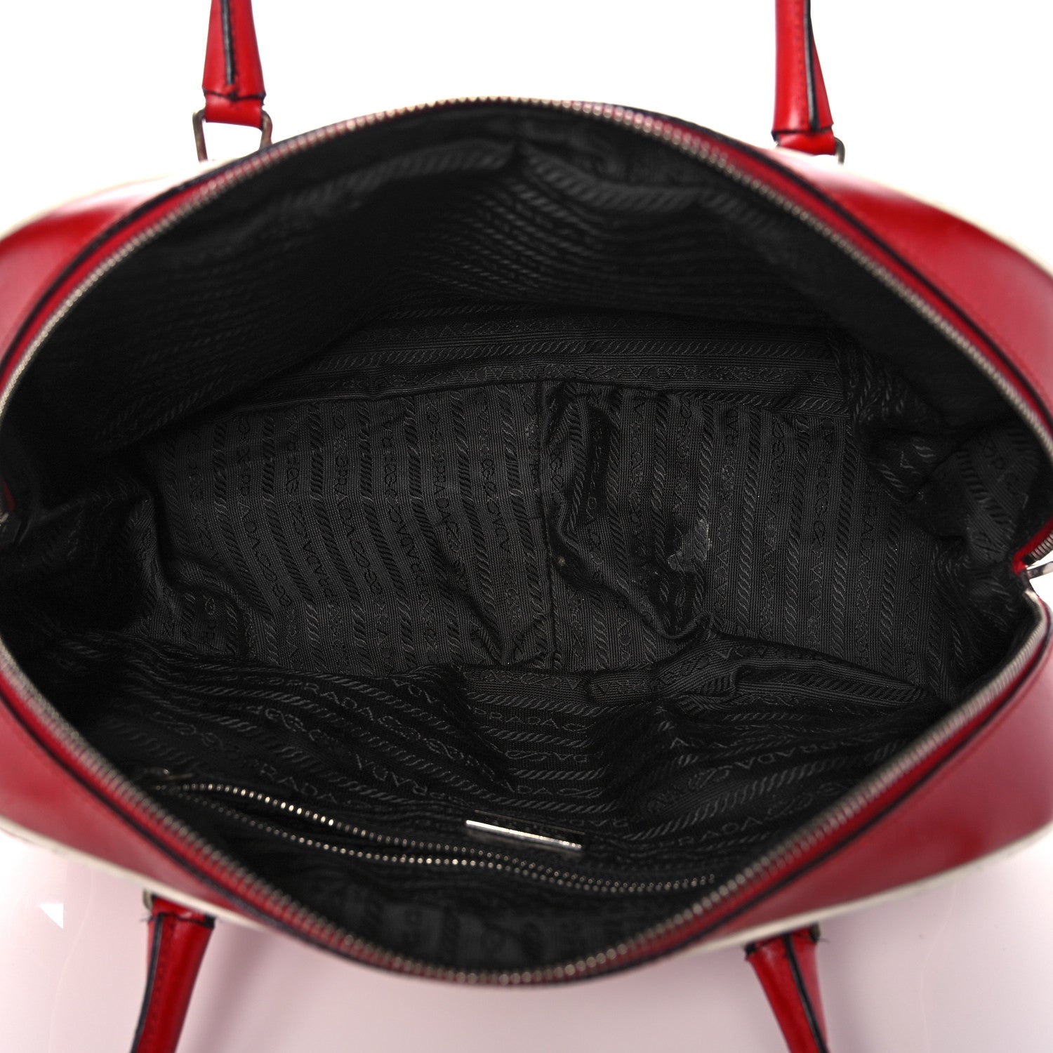 Prada Vitello Drive Perforated Bowling Bag Fuoco 5 of 34