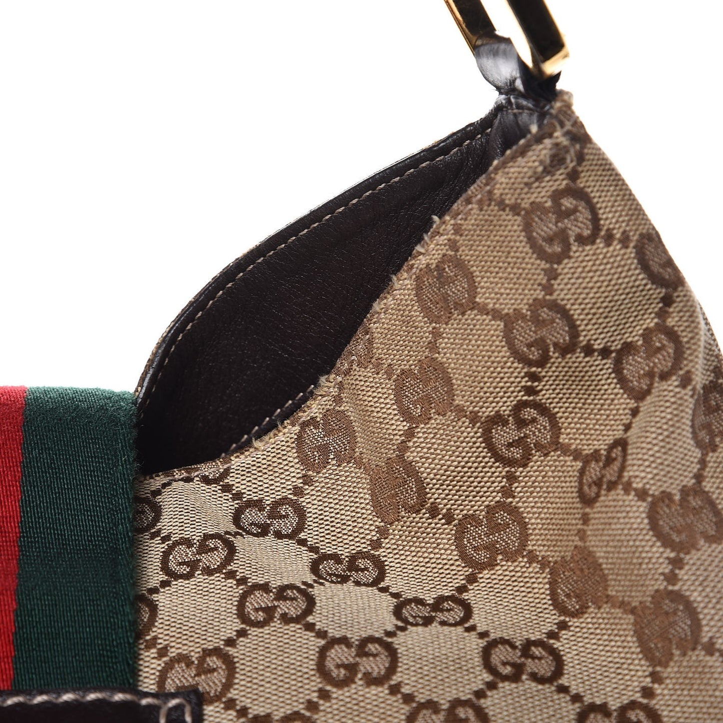 Monogram Large New Ladies Web Hobo Dark Brown